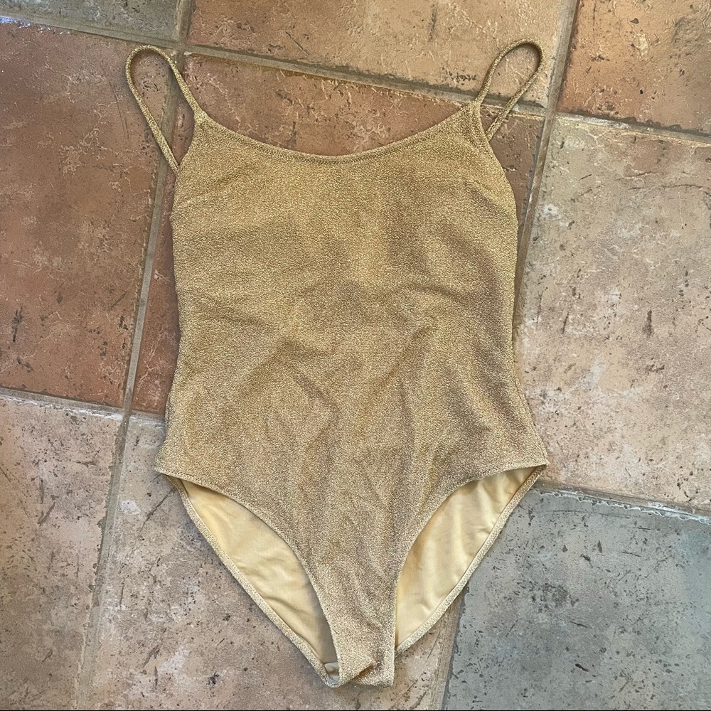 H&M gold glitter metallic one piece swimsuit
